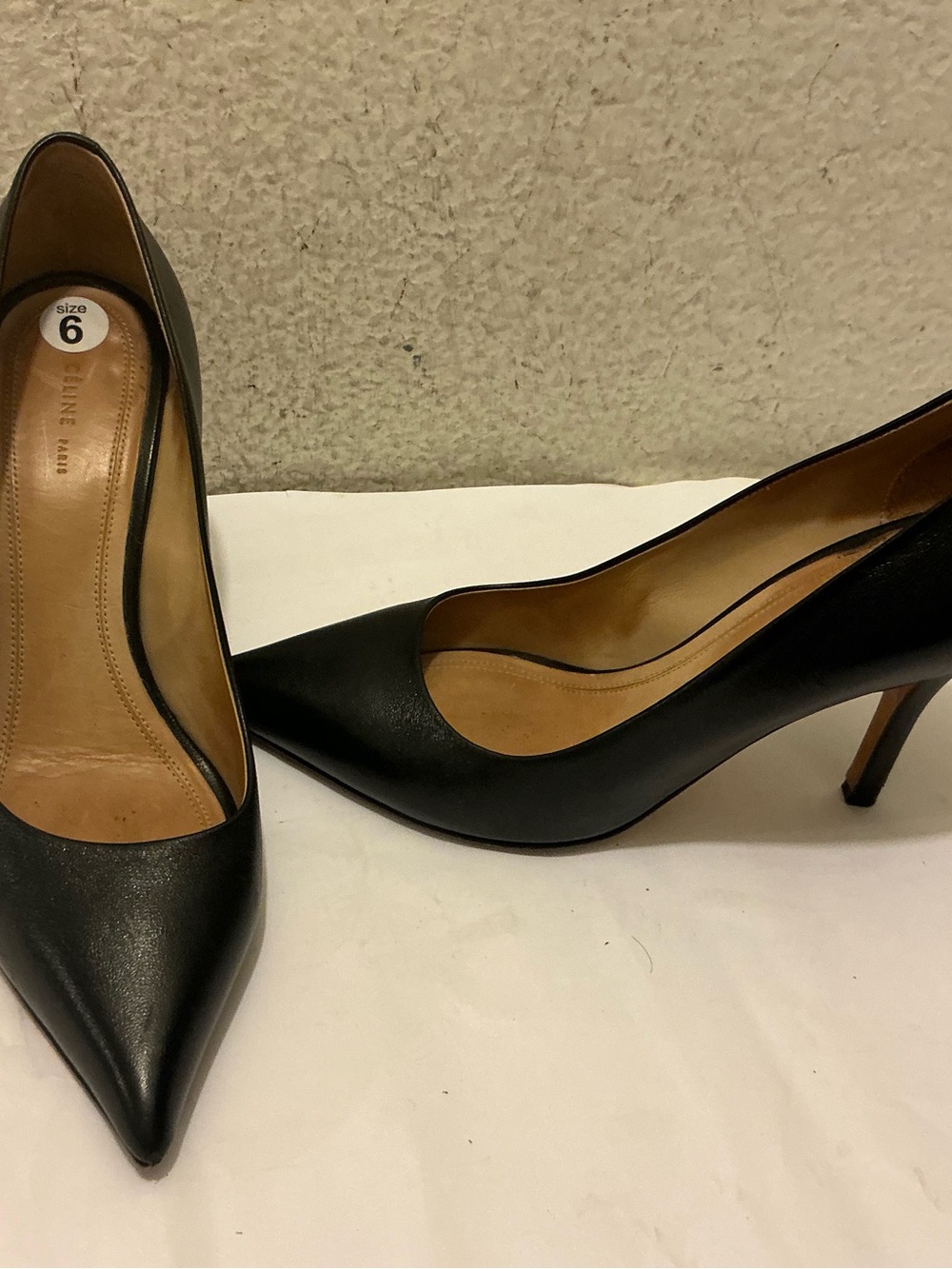Celine Paris Black Leather Pointed Toe Pumps - Women’s Size 36.5 - Picture 2 of 10